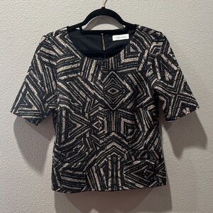 🤍🖤 Calvin Klein Black & Cream Patterned Blouse 🤍🖤